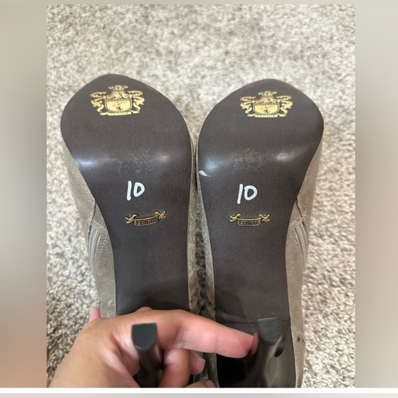 Fergie Tan Leather Booties Sz 10M - Picture 4 of 9